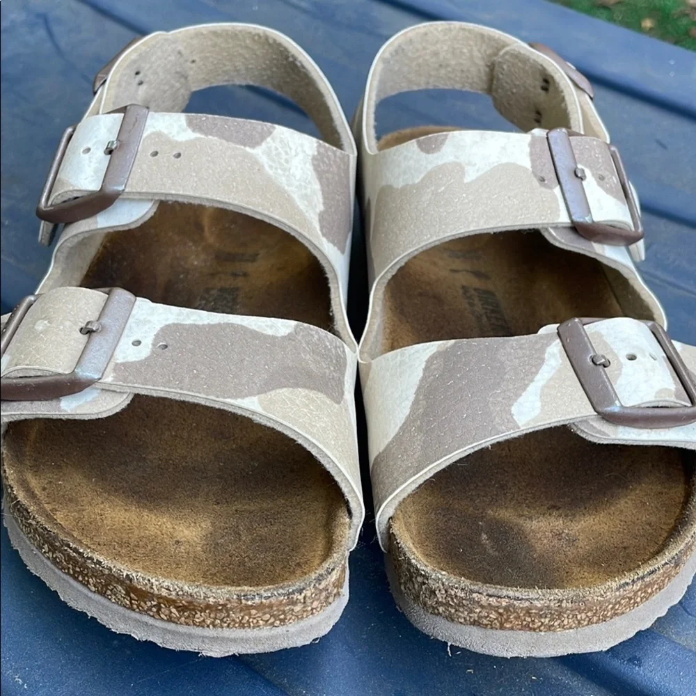 Birkenstock Kids' Two-Strap Camouflage Sandals in Beige